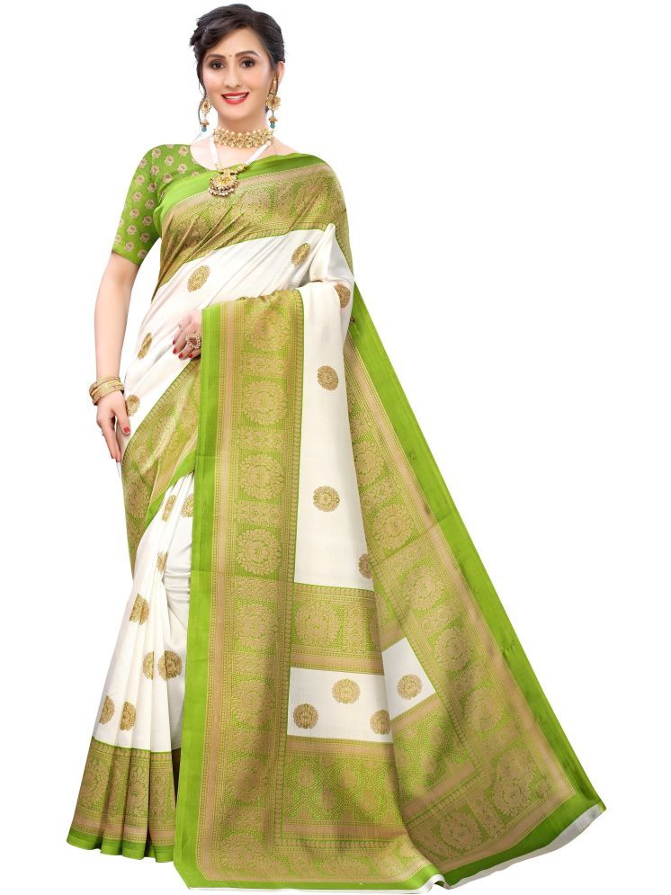     			Samai Cotton Silk Solid Saree With Blouse Piece - Green ( Pack of 1 )