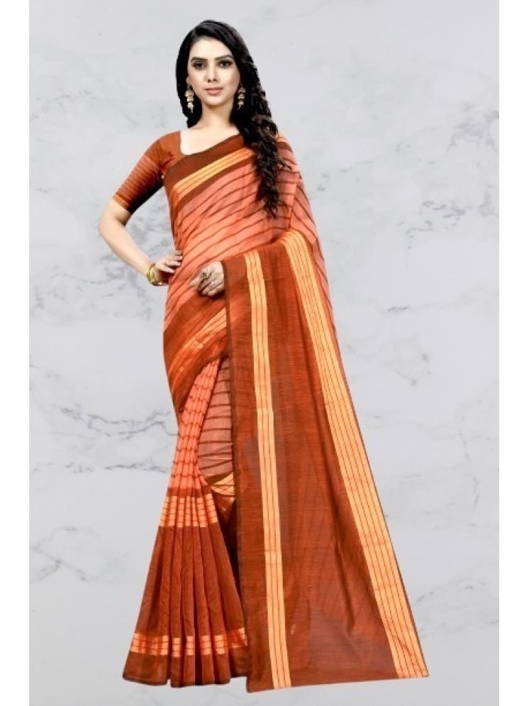     			Samai Cotton Silk Solid Saree With Blouse Piece - Fluorescent Orange ( Pack of 1 )