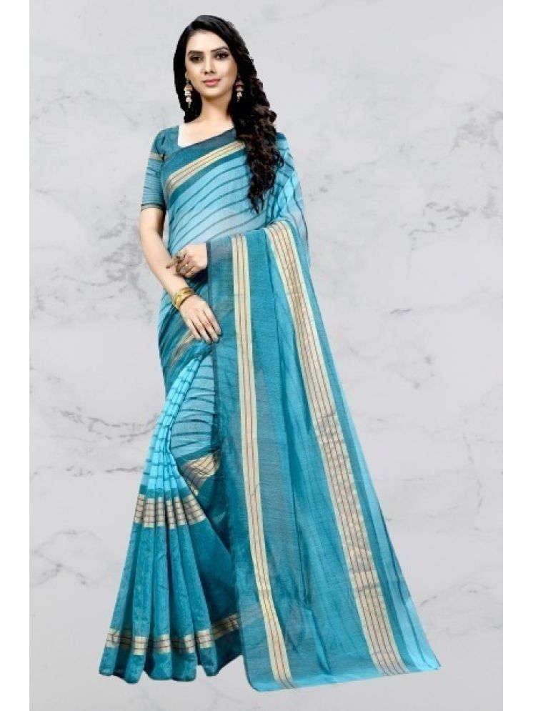     			Samai Cotton Silk Solid Saree With Blouse Piece - Blue ( Pack of 1 )