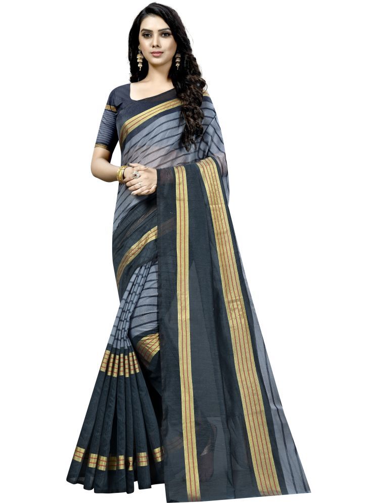     			Samai Cotton Silk Solid Saree With Blouse Piece - Grey ( Pack of 1 )