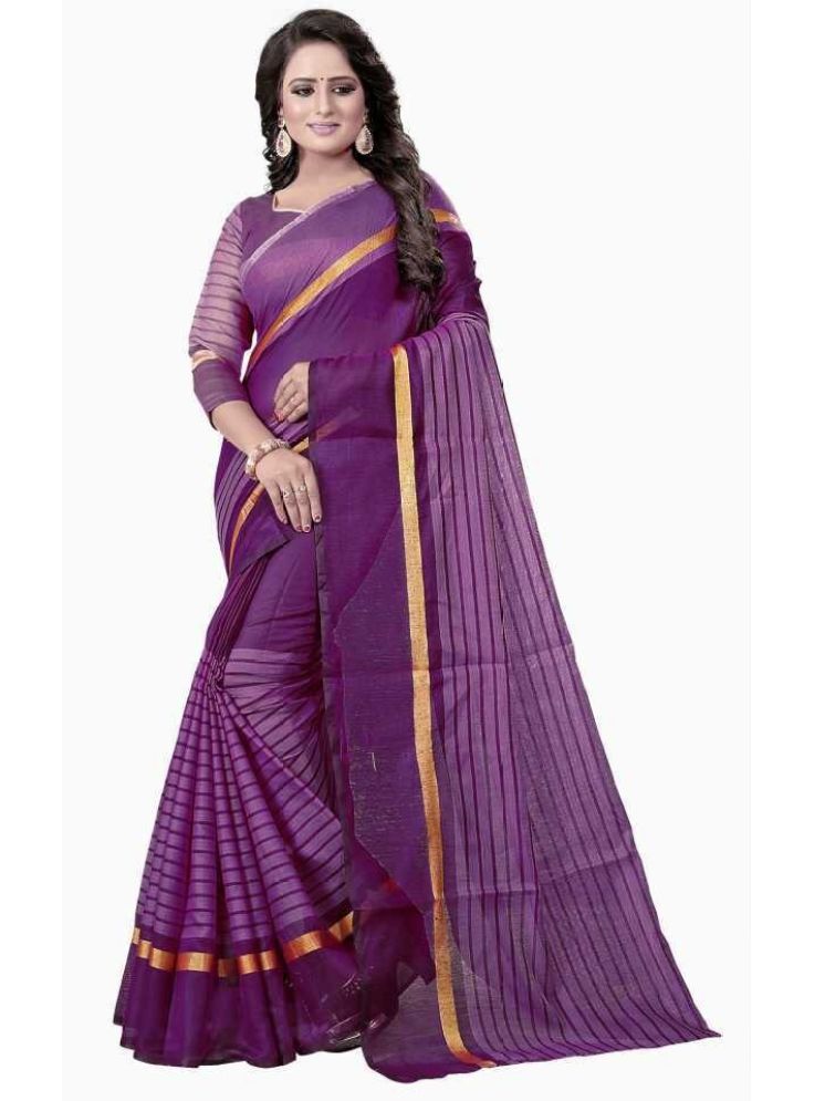     			Samai Cotton Silk Striped Saree With Blouse Piece - Multicolor ( Pack of 1 )