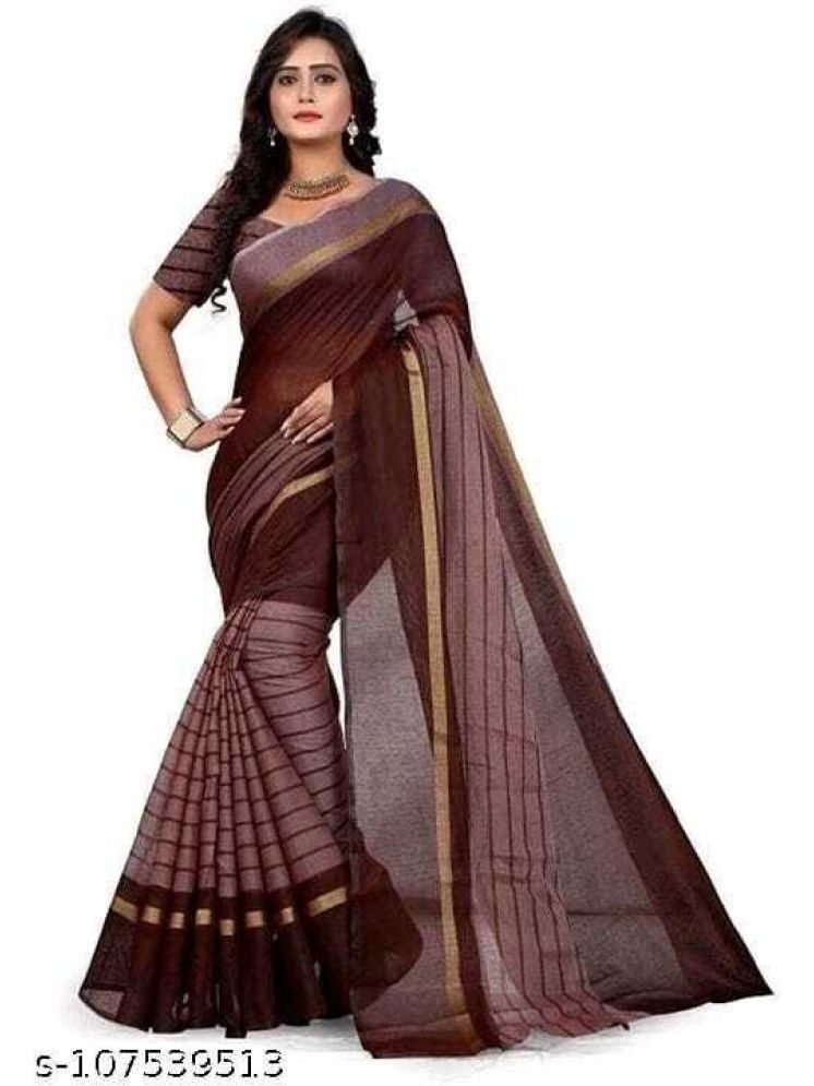     			Samai Cotton Silk Striped Saree With Blouse Piece - Maroon ( Pack of 1 )