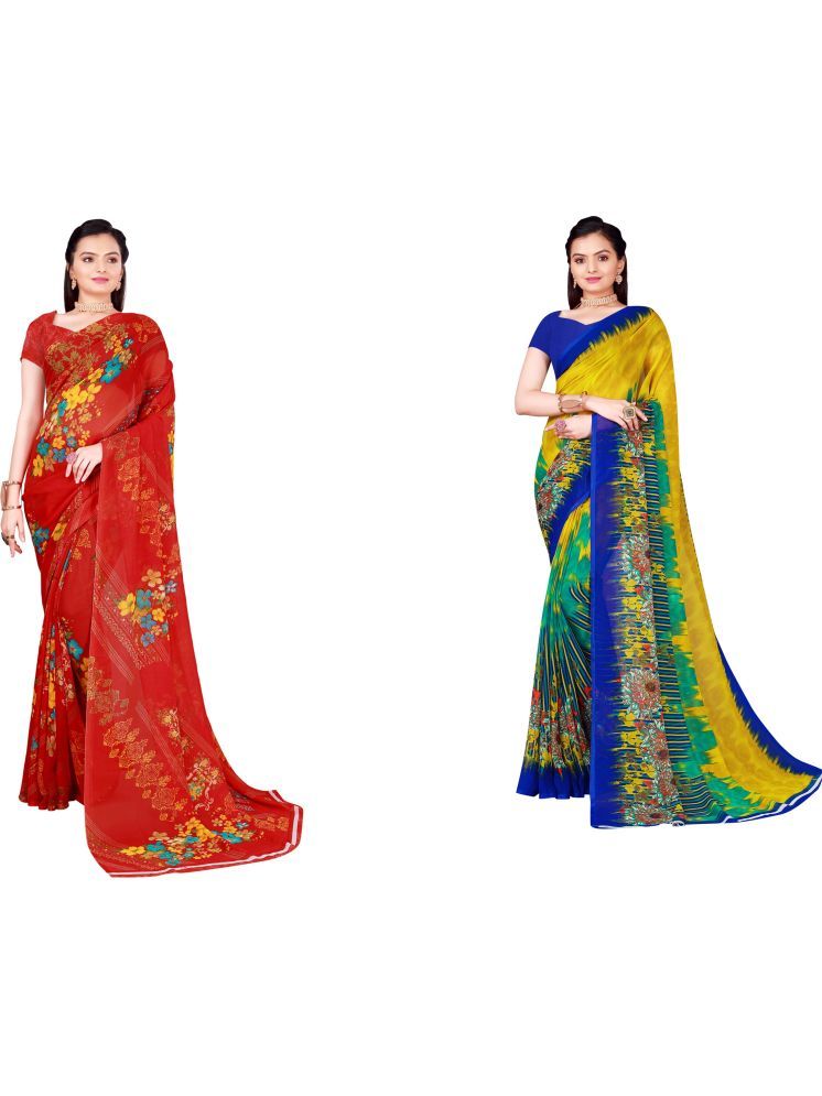     			Samai Georgette Printed Saree With Blouse Piece - Multicolor9 ( Pack of 2 )