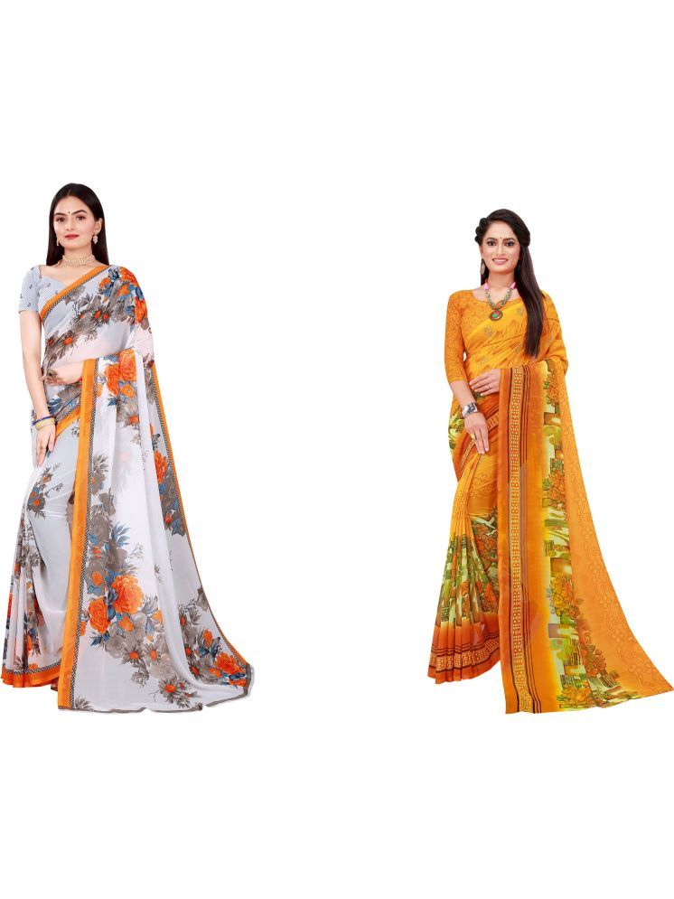     			Samai Georgette Printed Saree With Blouse Piece - Multicolor9 ( Pack of 2 )