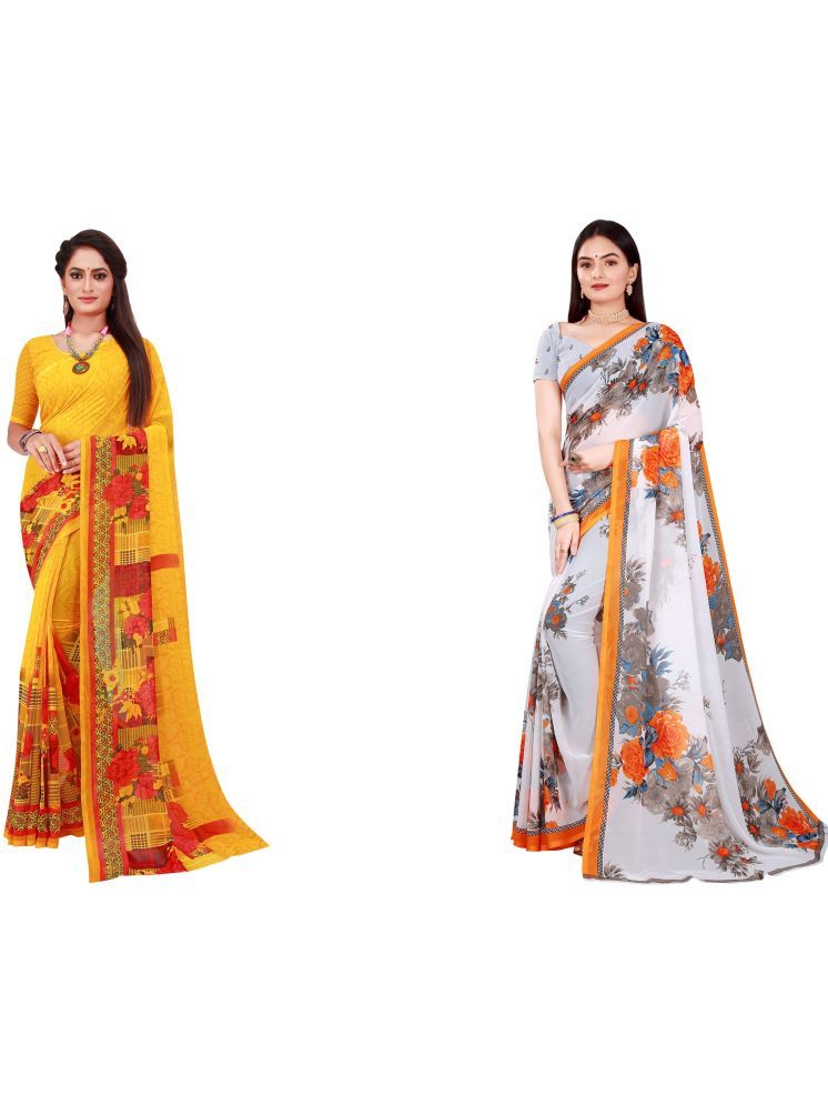     			Samai Georgette Printed Saree With Blouse Piece - Multicolor7 ( Pack of 2 )