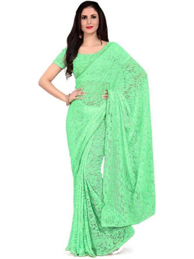     			Samai Net Self Design Saree With Blouse Piece - Green ( Pack of 1 )