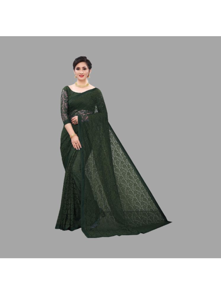     			Samai Net Self Design Saree Without Blouse Piece - LightGreen ( Pack of 1 )