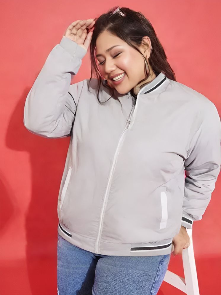     			curvy comfort - Polyester Grey Bomber Jackets