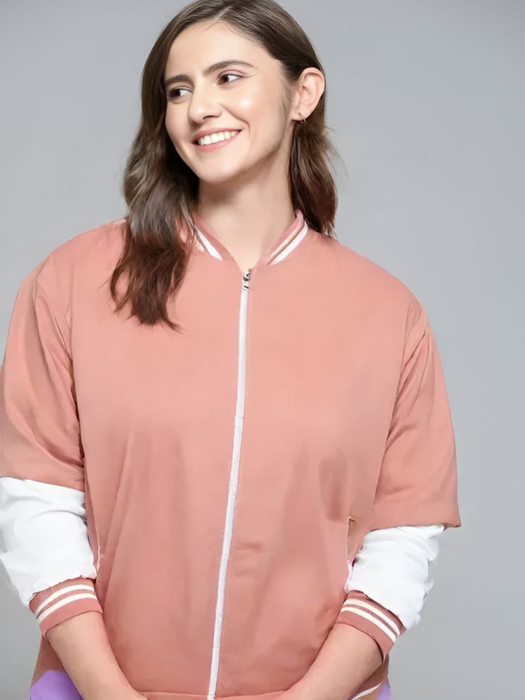     			curvy comfort - Polyester Peach Bomber Jackets