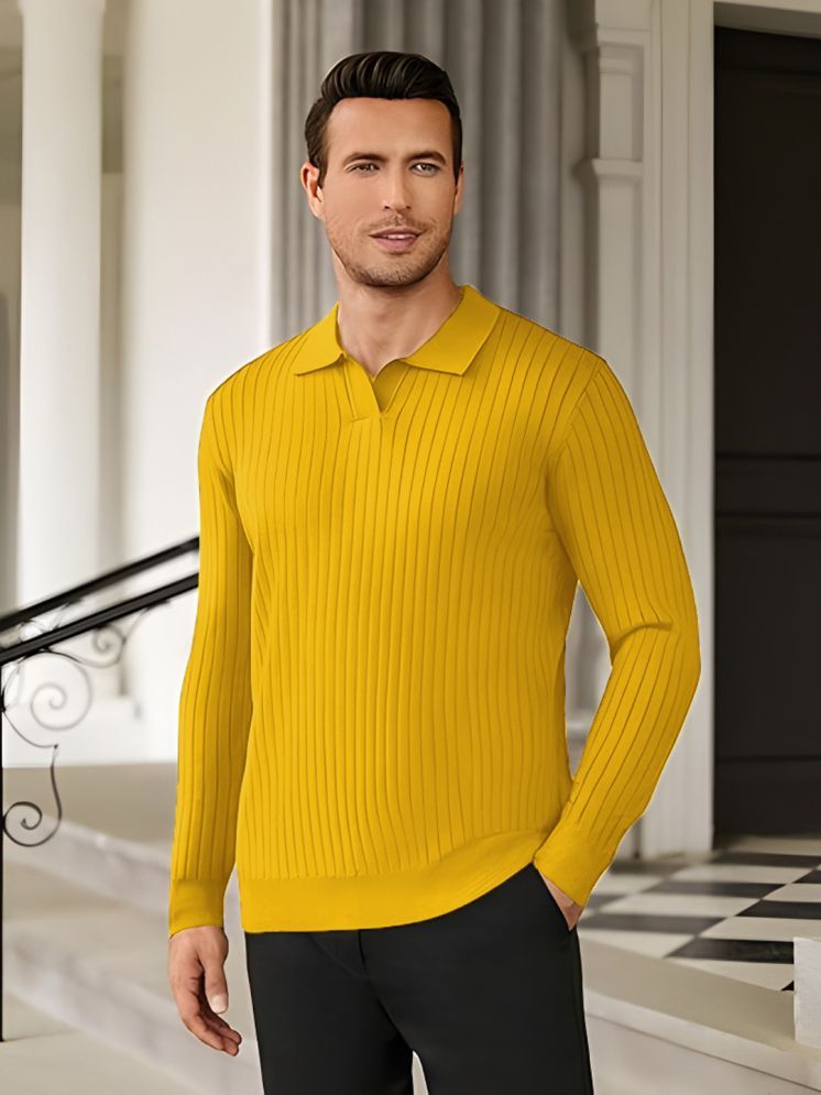     			tysort Woollen Blend Polo Collar Men's Full Sleeves Pullover Sweater - Mustard ( Pack of 1 )