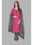 shree jeenmata collection Cotton Printed Kurti With Pants Women's Stitched Salwar Suit - Pink ( Pack of 1 )