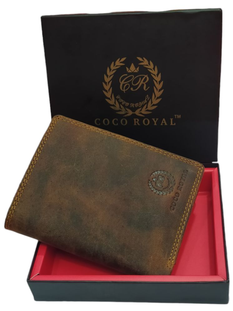     			COCO ROYAL Mud Brown 100% Leather Men's Two Fold Wallet,Money Clipper ( Pack of 1 )