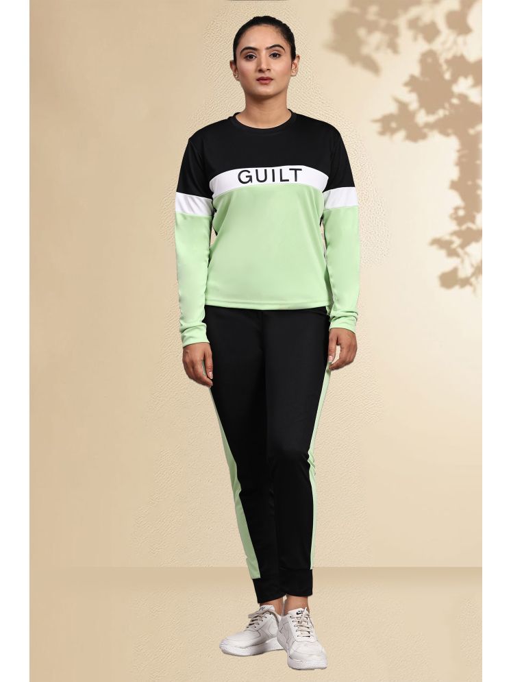     			DTR FASHION Green Cotton Blend Colorblock Tracksuit - Pack of 1