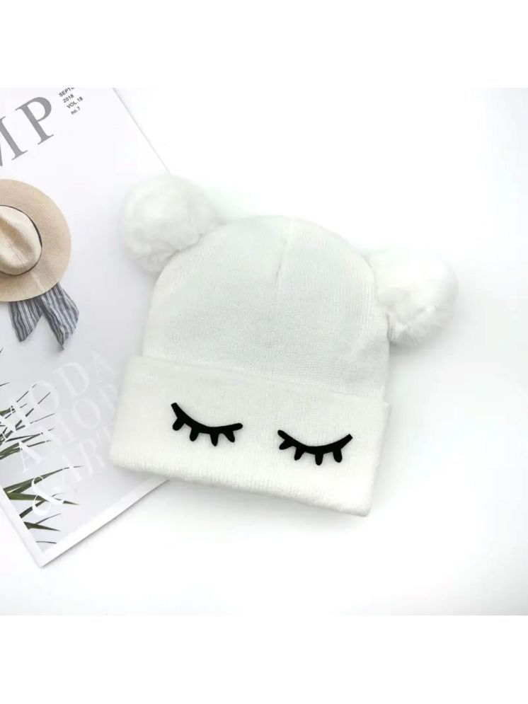     			INFISPACE Baby's Super Warm Winter Woolen Skull Beanie Cap with Fur Inside| Double Pompom Baby Hat (Age: 6 Months to 3 Years) WhiteColor,Cap,Winter Cap,Cap for kids,Kids Cap,Winter Money Cap,Thandi ke cap