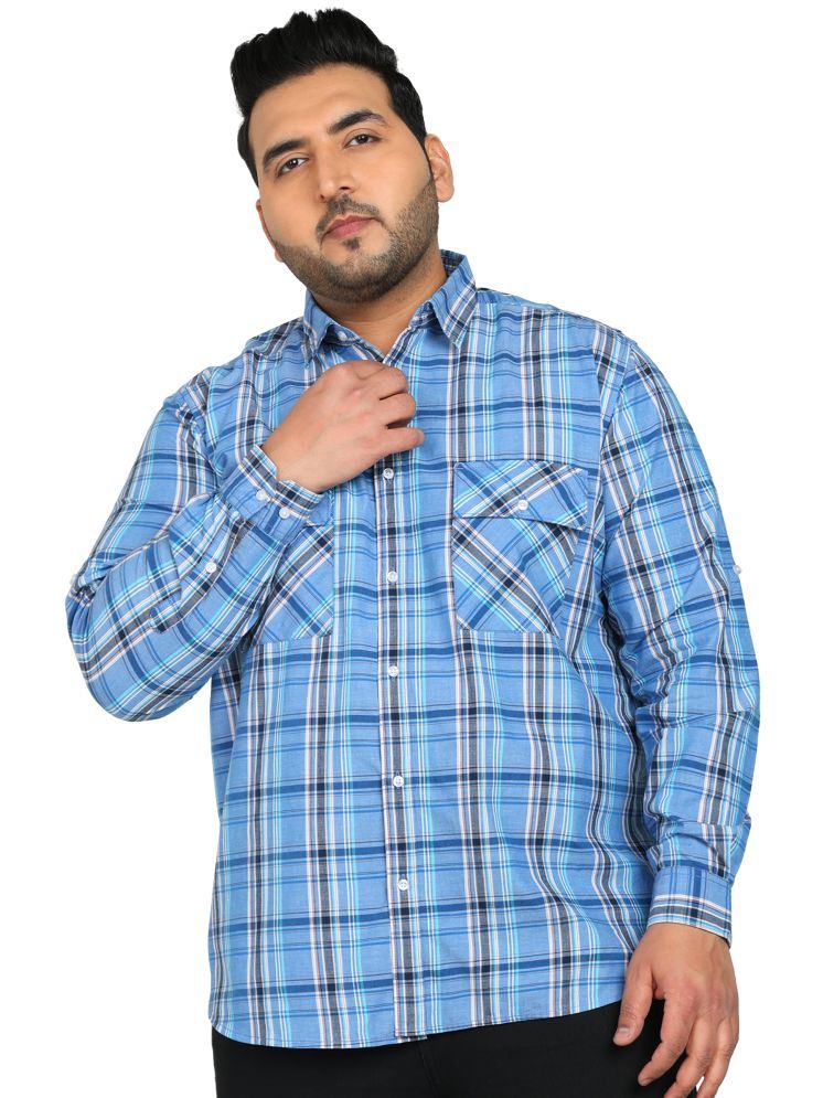     			IVOC 100% Cotton Regular Fit Checks Full Sleeves Men's Casual Shirt - Blue ( Pack of 1 )