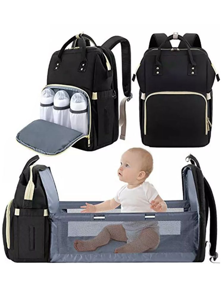     			IndiRocks Black Polyester Diaper Bag ( 40X30X20 cm