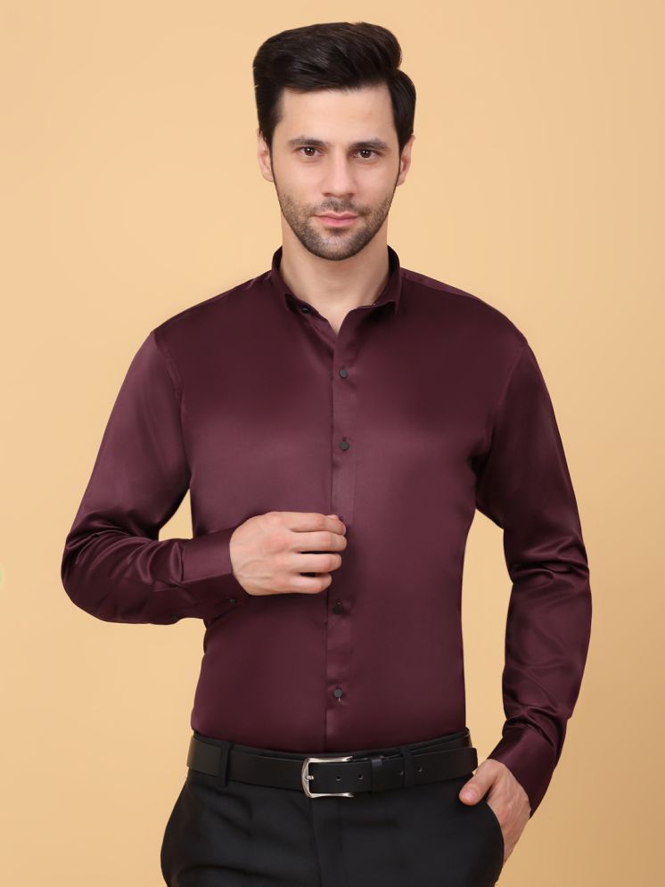     			Klotthe Satin Slim Fit Full Sleeves Men's Formal Shirt - Maroon ( Pack of 1 )