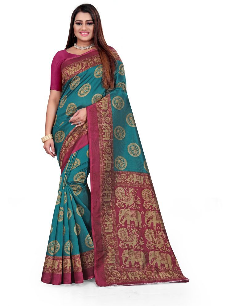     			Samai Cotton Silk Printed Saree With Blouse Piece - Multicolor2 ( Pack of 1 )