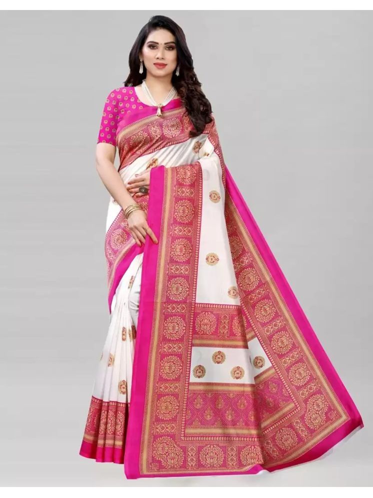     			Samai Cotton Silk Printed Saree With Blouse Piece - Pink ( Pack of 1 )