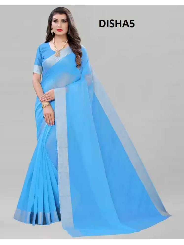     			Samai Cotton Silk Solid Saree With Blouse Piece - Blue ( Pack of 1 )