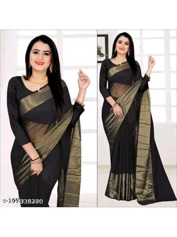     			Samai Cotton Silk Woven Saree With Blouse Piece - Black ( Pack of 1 )