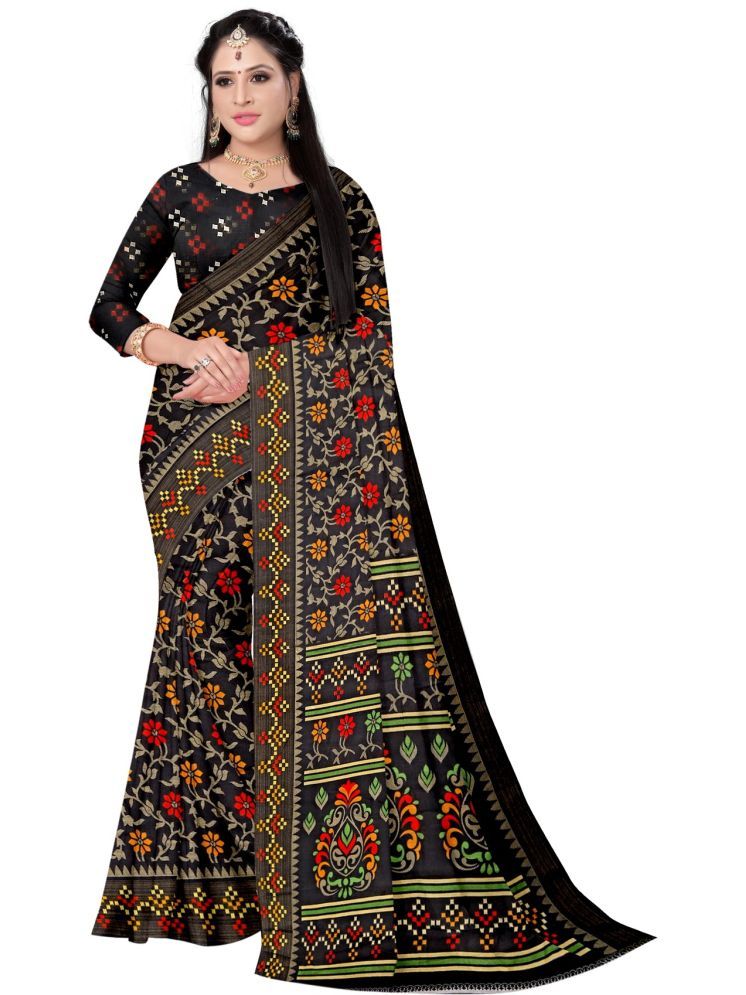     			Samai Cotton Silk Woven Saree With Blouse Piece - Black ( Pack of 1 )