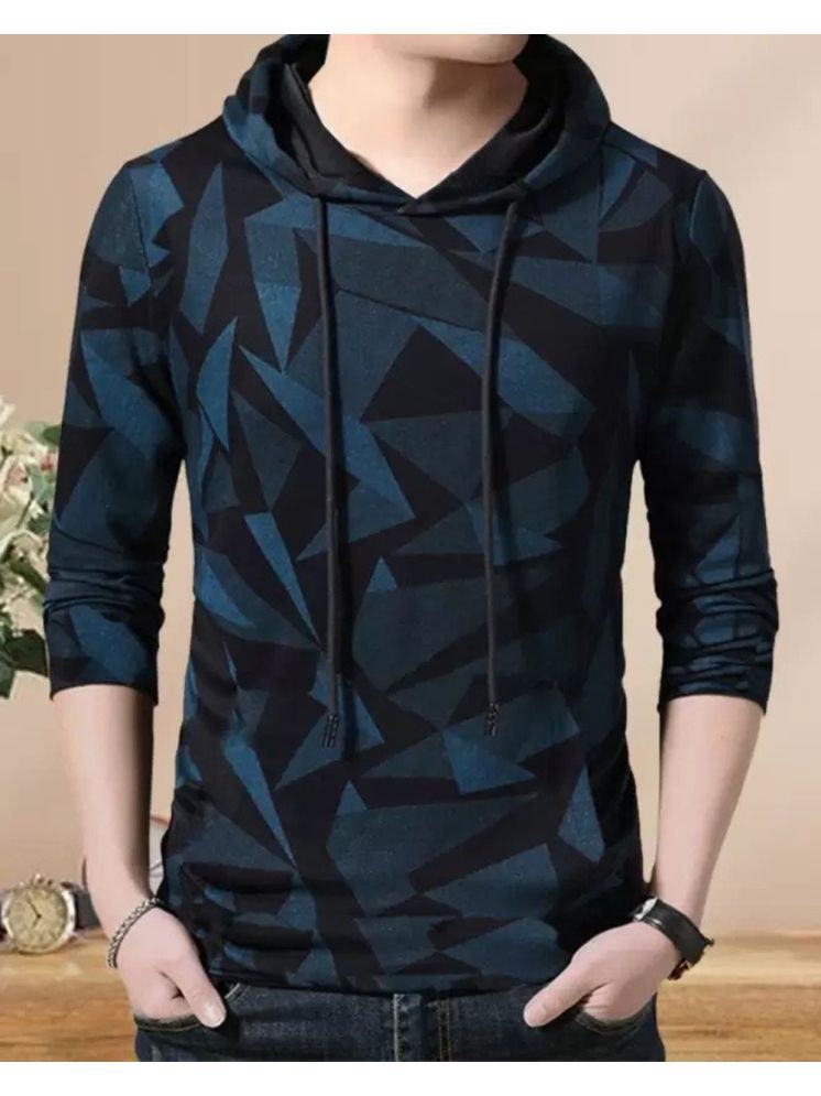     			Try This Cotton Blend Regular Fit Printed Full Sleeves Men's Hooded T-Shirt - Teal Blue ( Pack of 1 )