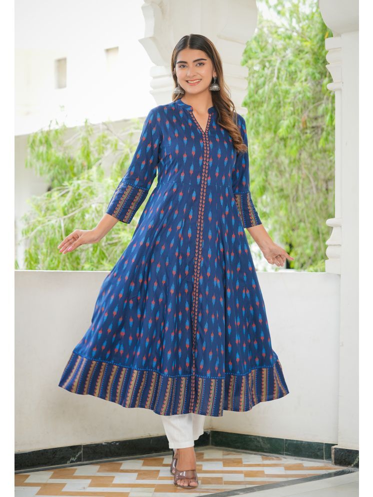     			Yash Gallery Rayon Printed Anarkali Women's Kurti - BLUE ( Pack of 1 )