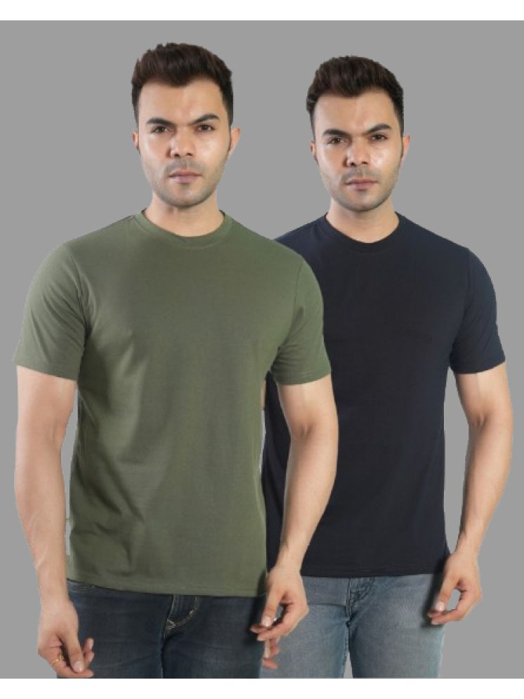     			CALTUS FASHION Cotton Blend Regular Fit Solid Half Sleeves Men's Round T-Shirt - Multicolor2 ( Pack of 2 )