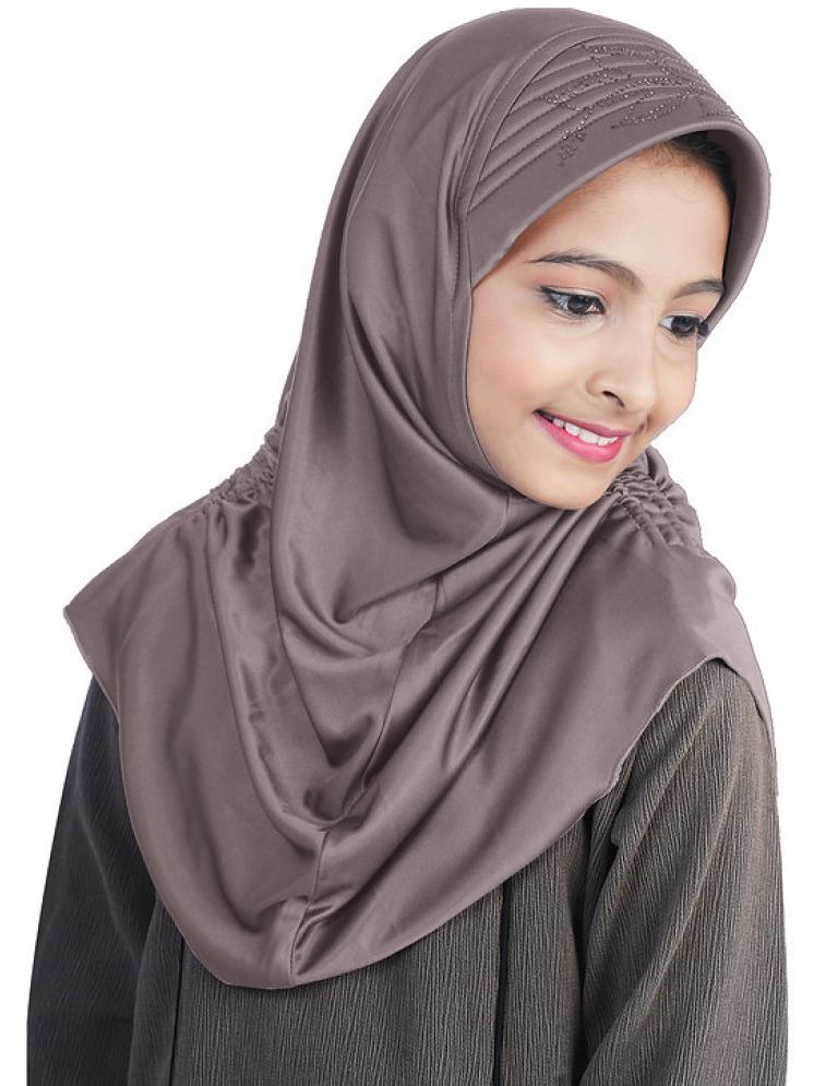     			Mehar Grey Polycotton Stitched Hijab - Single