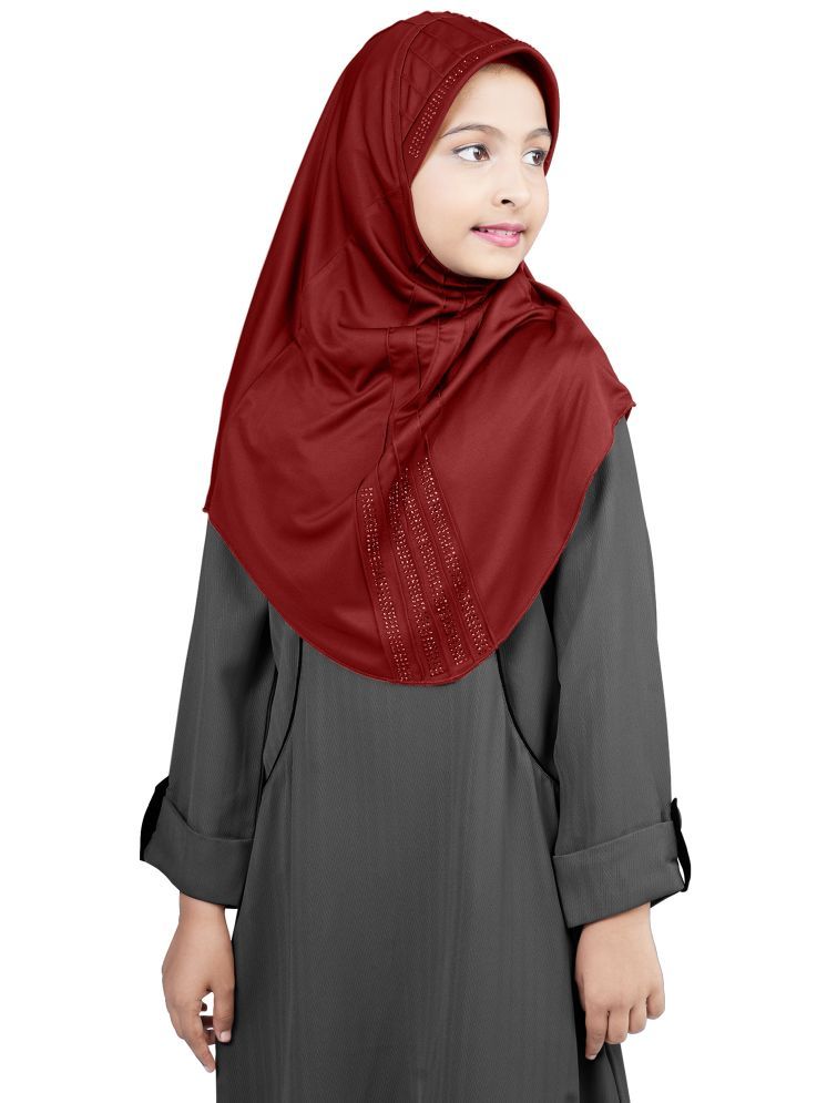     			Mehar Maroon Polycotton Stitched Hijab - Single