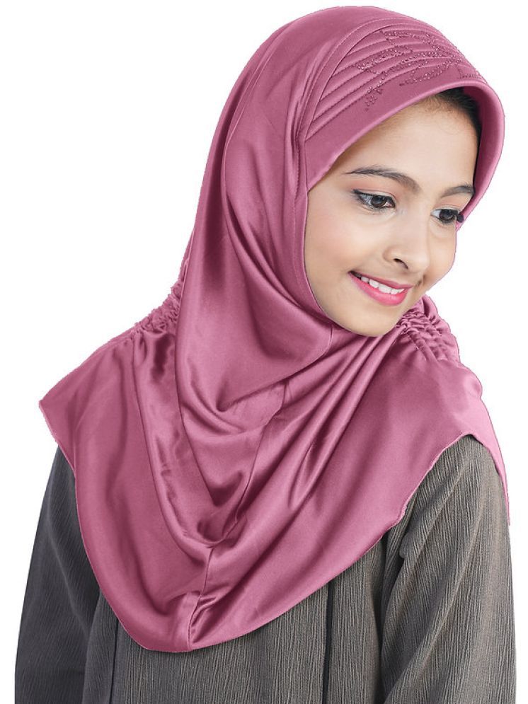     			Mehar Pink Polycotton Stitched Hijab - Single