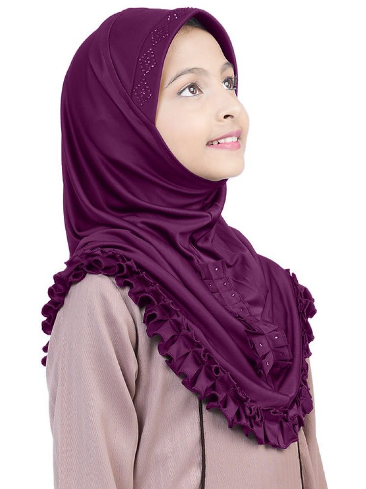     			Mehar Purple Polycotton Stitched Hijab - Single