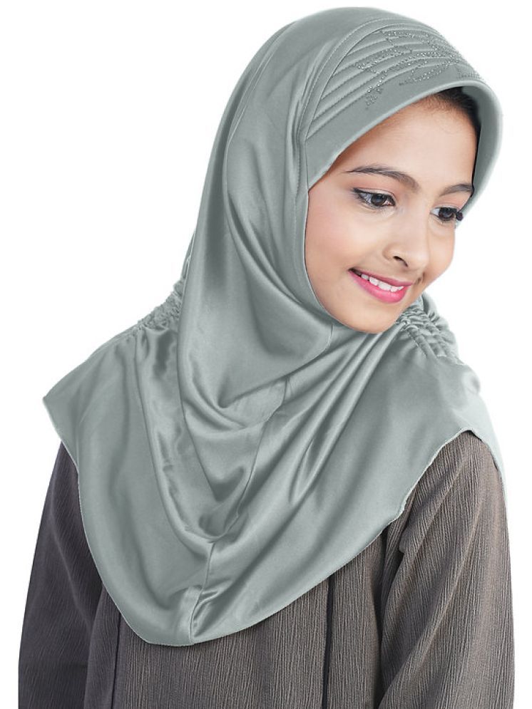     			Mehar Silver Polycotton Stitched Hijab - Single