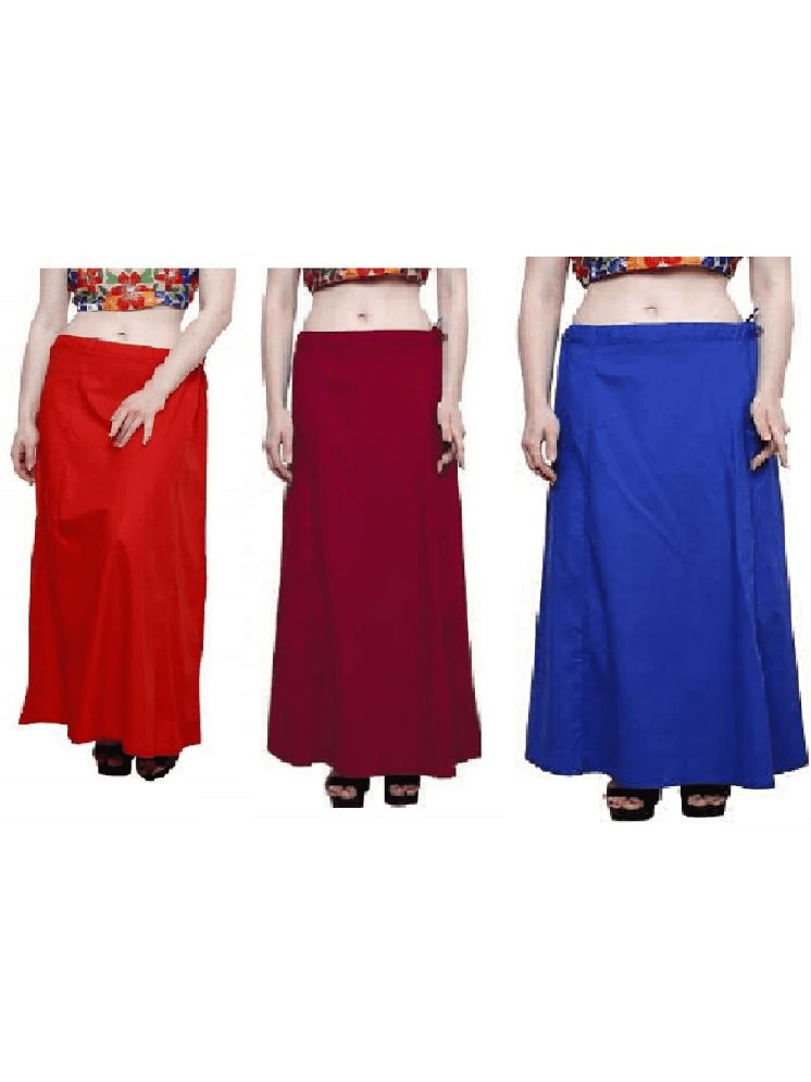     			Perfect cloth store Maroon,Navy,Red Cotton Petticoat - Pack of 5