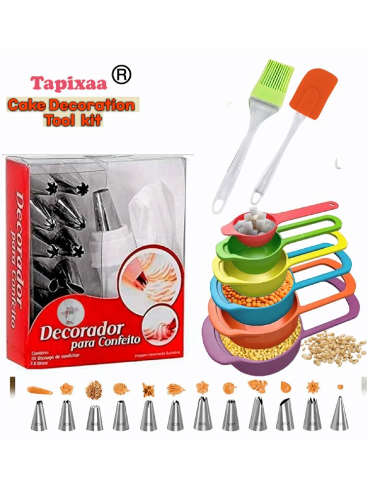     			Tapixaa Multicolor Stainless Steel Cake Decor, Silicone Spatula Brush, Measuring Cup ( Set of 1 )