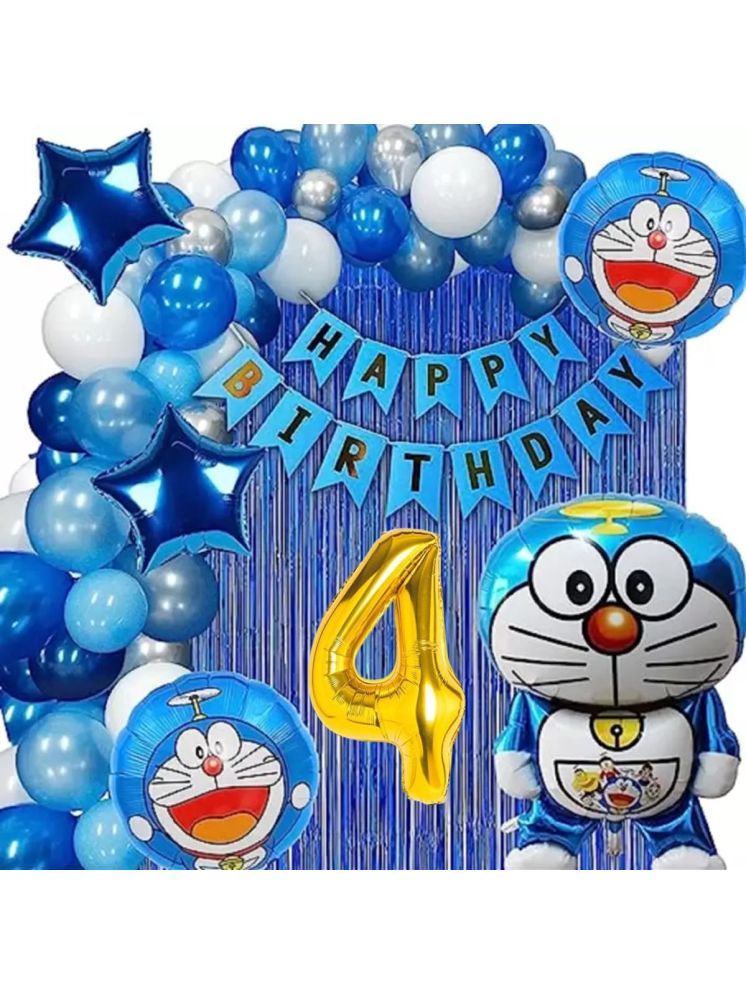     			Urban Classic Doraemon Happy Birthday theme pack of 61 pcs for Boys and Girls| Doraemon Decoration set (4th Birthday)