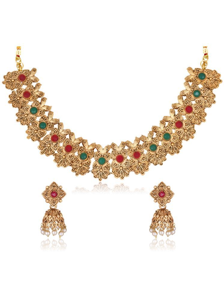     			Vighnaharta Golden Brass Necklace Set ( Pack of 2 )