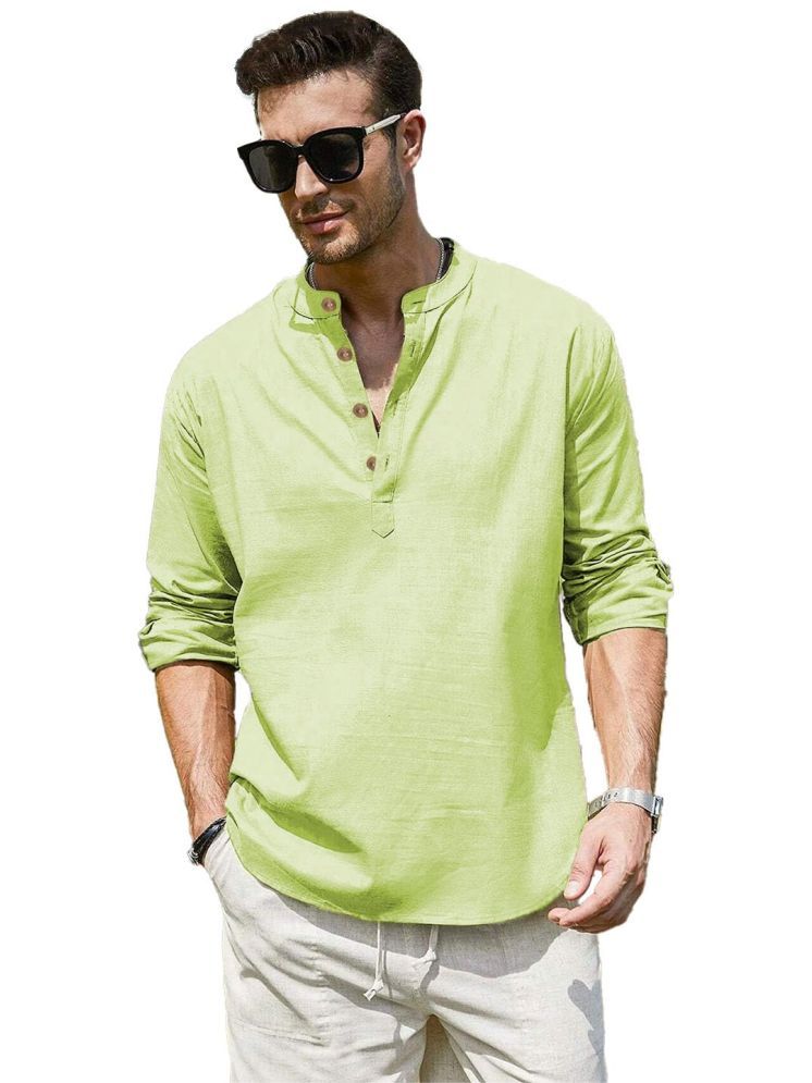     			ViraVesh Sea Green Cotton Men's Shirt Style Kurta ( Pack of 1 )