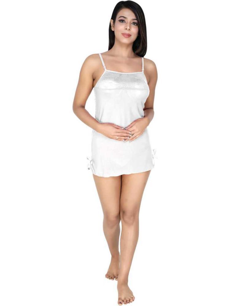     			ZYPRENT White Viscose Women's Nightwear Baby Doll Dresses With Panty ( Pack of 1 )