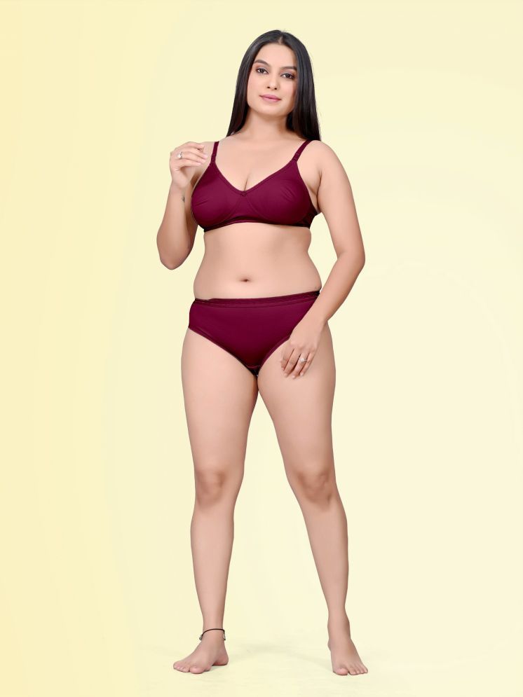     			haya fashion Pack of 1 Cotton Bra & Panty Set For Women ( Maroon )