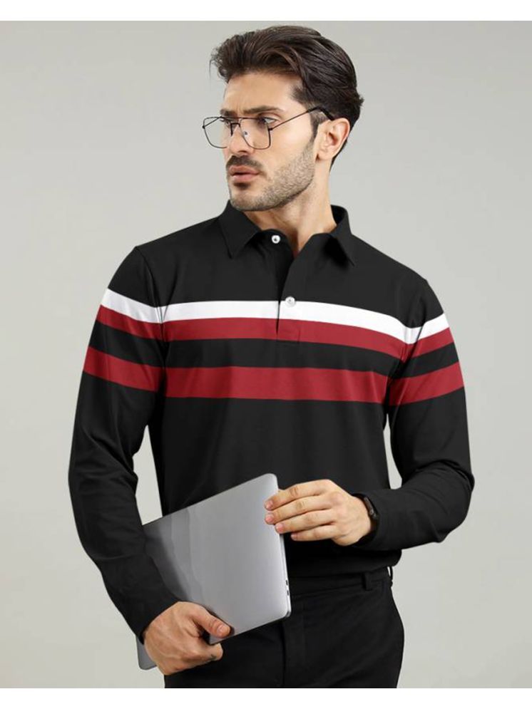     			AUSK Cotton Blend Regular Fit Striped Full Sleeves Men's Polo T Shirt - Black ( Pack of 1 )