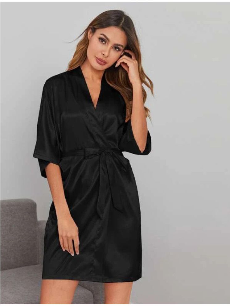     			ZYPRENT Black Satin Women's Nightwear Robes ( Pack of 1 )